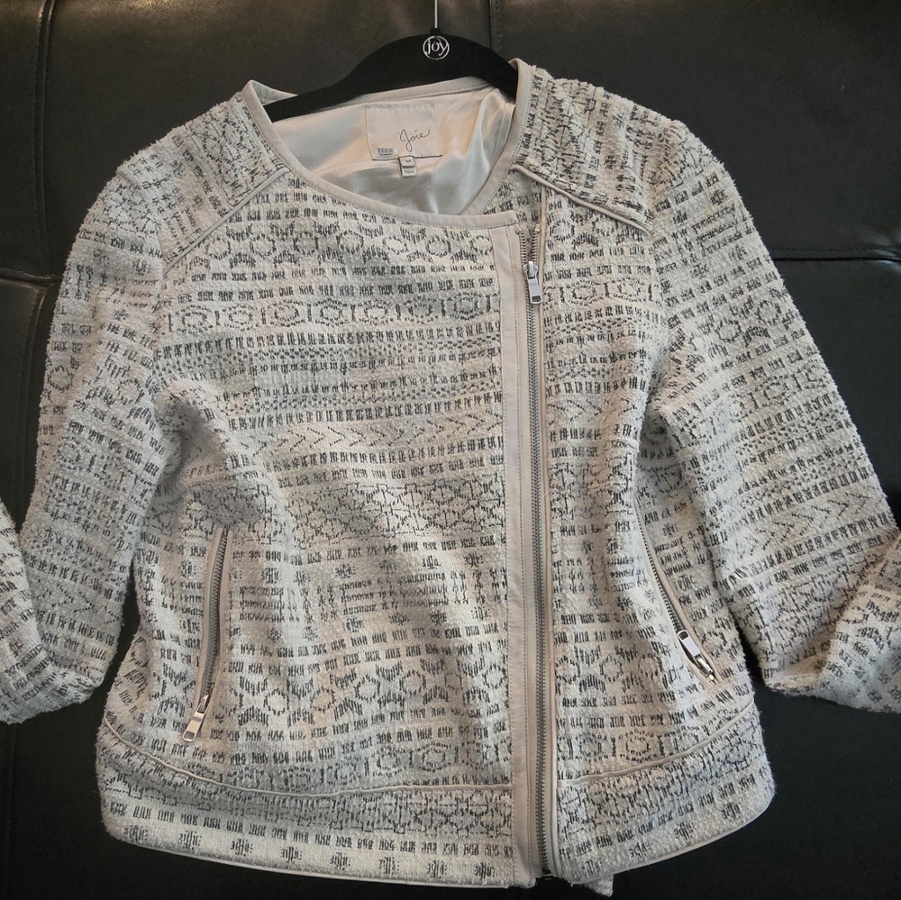 Joie Textured Beige and Gray Moto Jacket